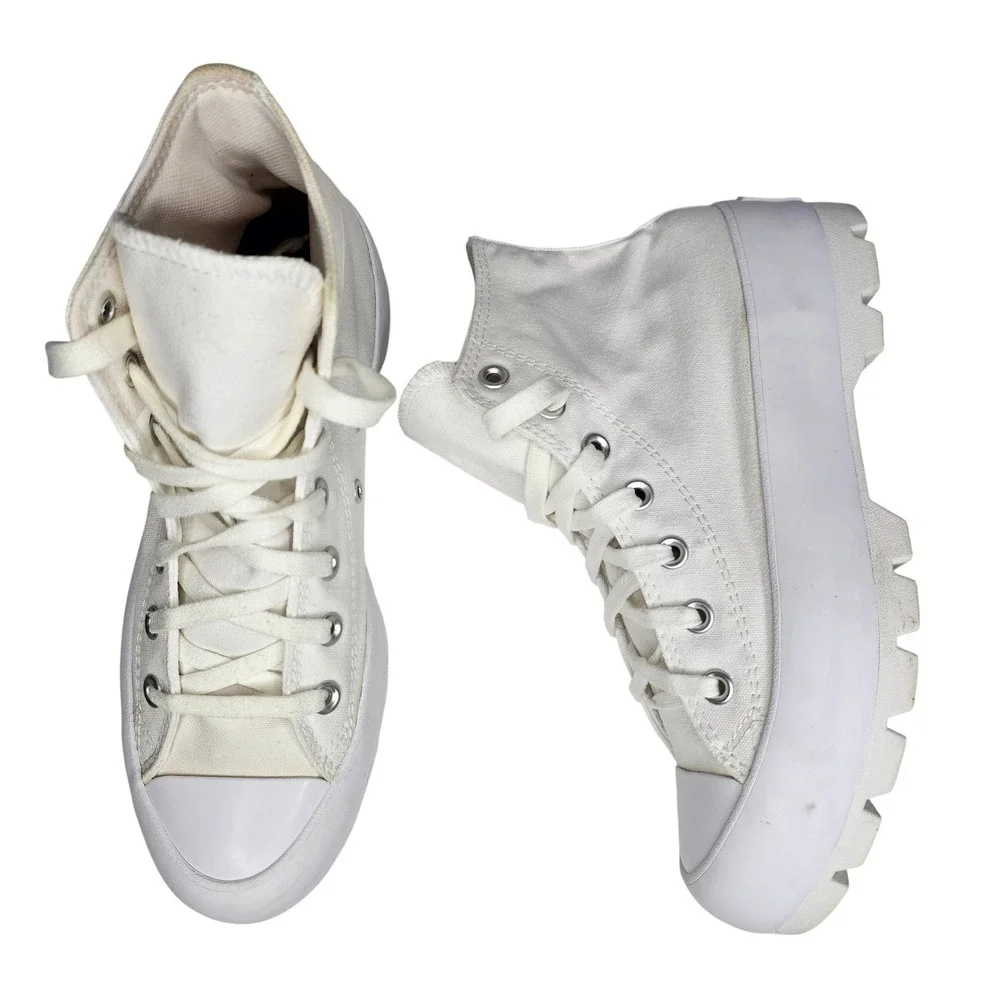 Converse Chuck Taylor Womens 8 White All Star Lugged High Top Sneakers Platform